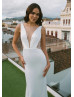 Beaded Ivory Satin Illusion Back Sexy Wedding Dress